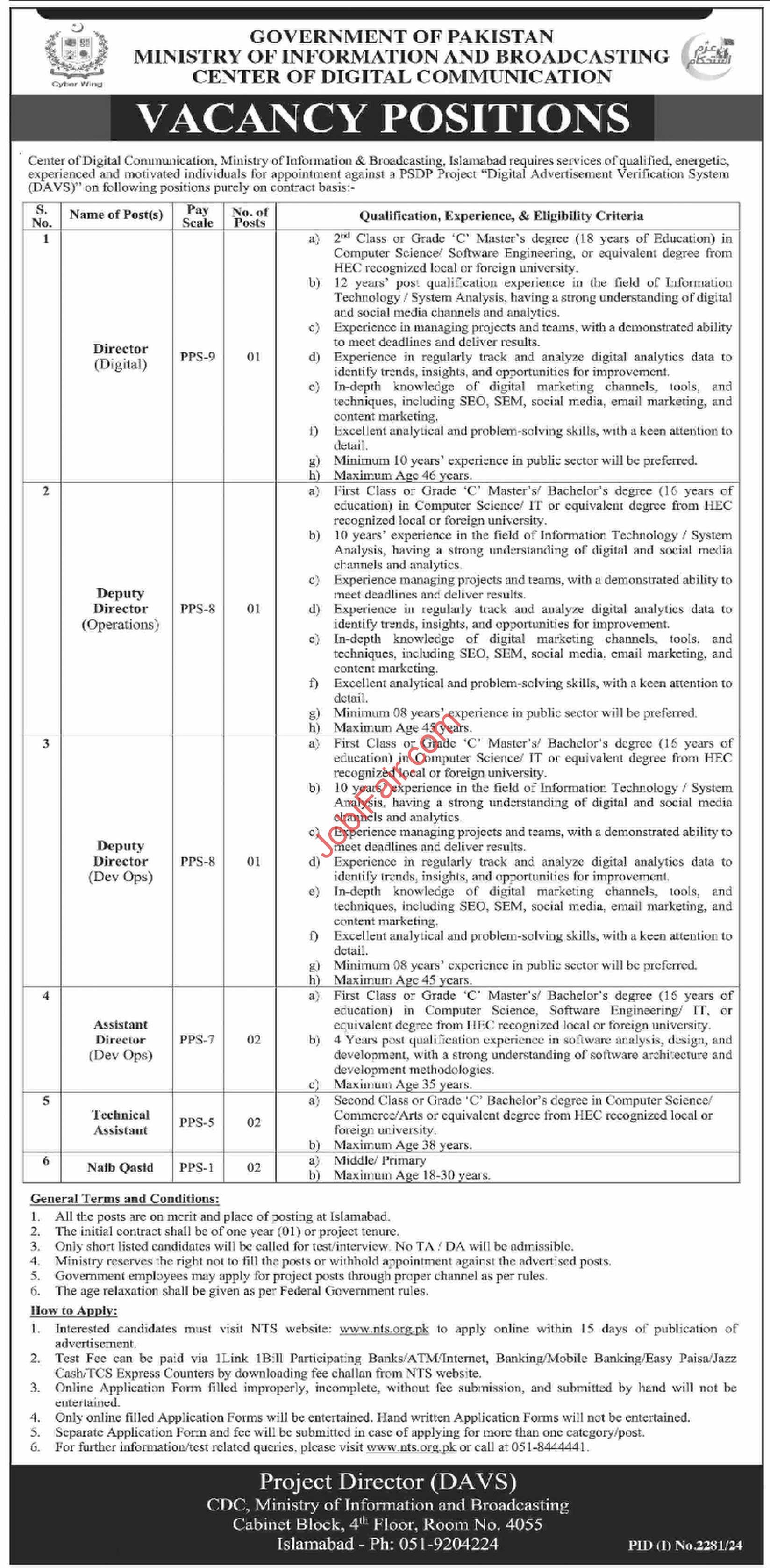 Ministry of Information and Broadcasting Jobs 204