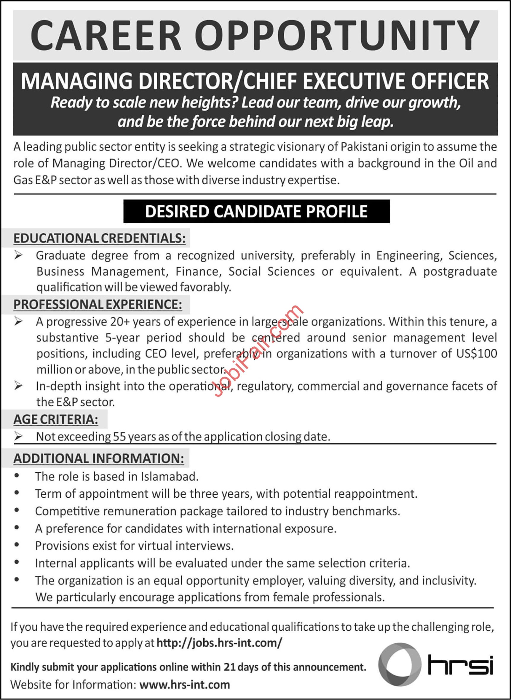 Managing Director Public Sector Organization Job